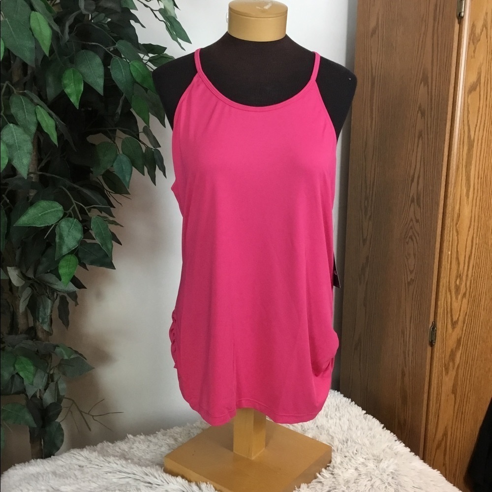 SPAULDING XL magenta womans shirred side tank top